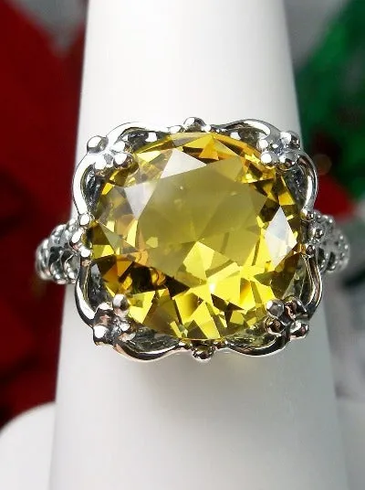 D103, Speechless Ring, Natural or Simulated Gemstone, Round Gem Victorian style Ring Design#D103