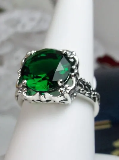 D103, Speechless Ring, Natural or Simulated Gemstone, Round Gem Victorian style Ring Design#D103