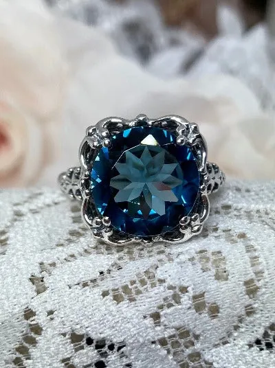D103, Speechless Ring, Natural or Simulated Gemstone, Round Gem Victorian style Ring Design#D103