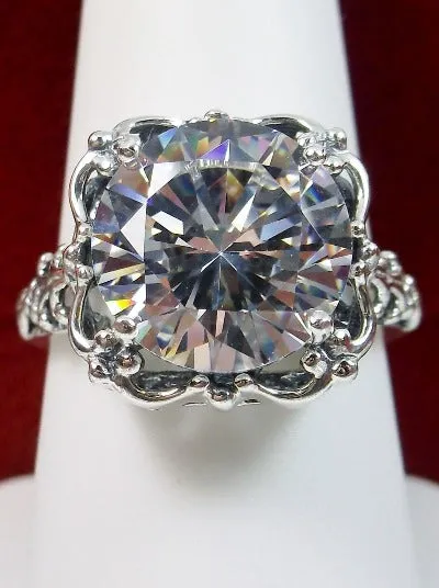 D103, Speechless Ring, Natural or Simulated Gemstone, Round Gem Victorian style Ring Design#D103