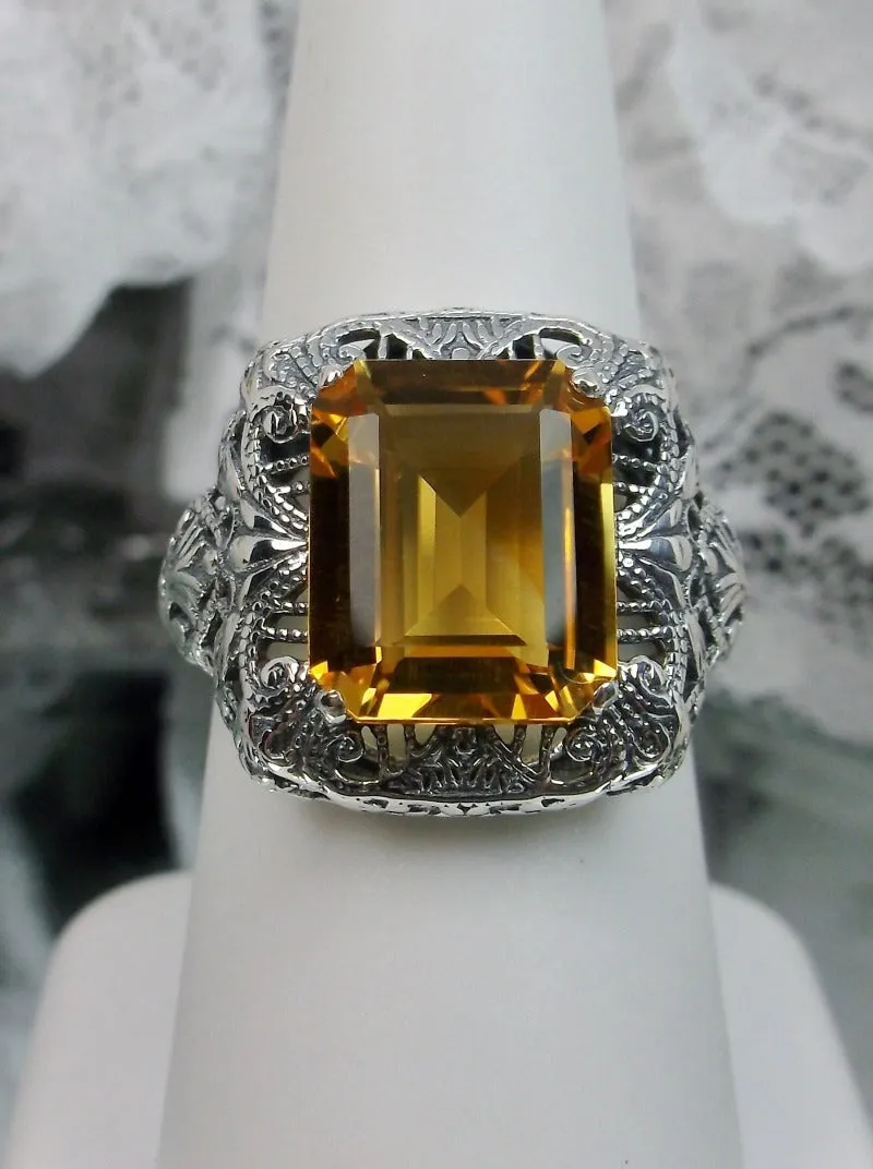 D149, Intricate Victorian Ring, 6ct Rectangle Gem, Victorian Jewelry #D149