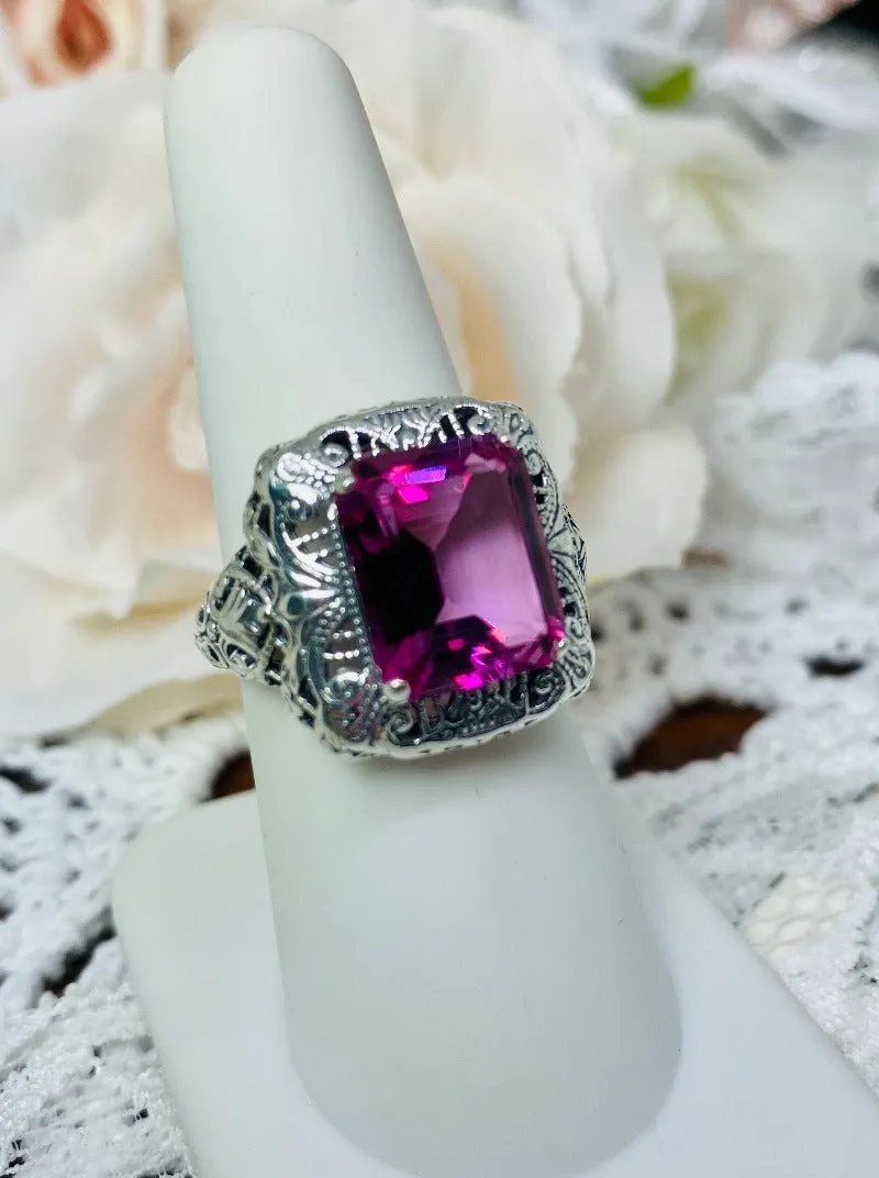 D149, Intricate Victorian Ring, 6ct Rectangle Gem, Victorian Jewelry #D149