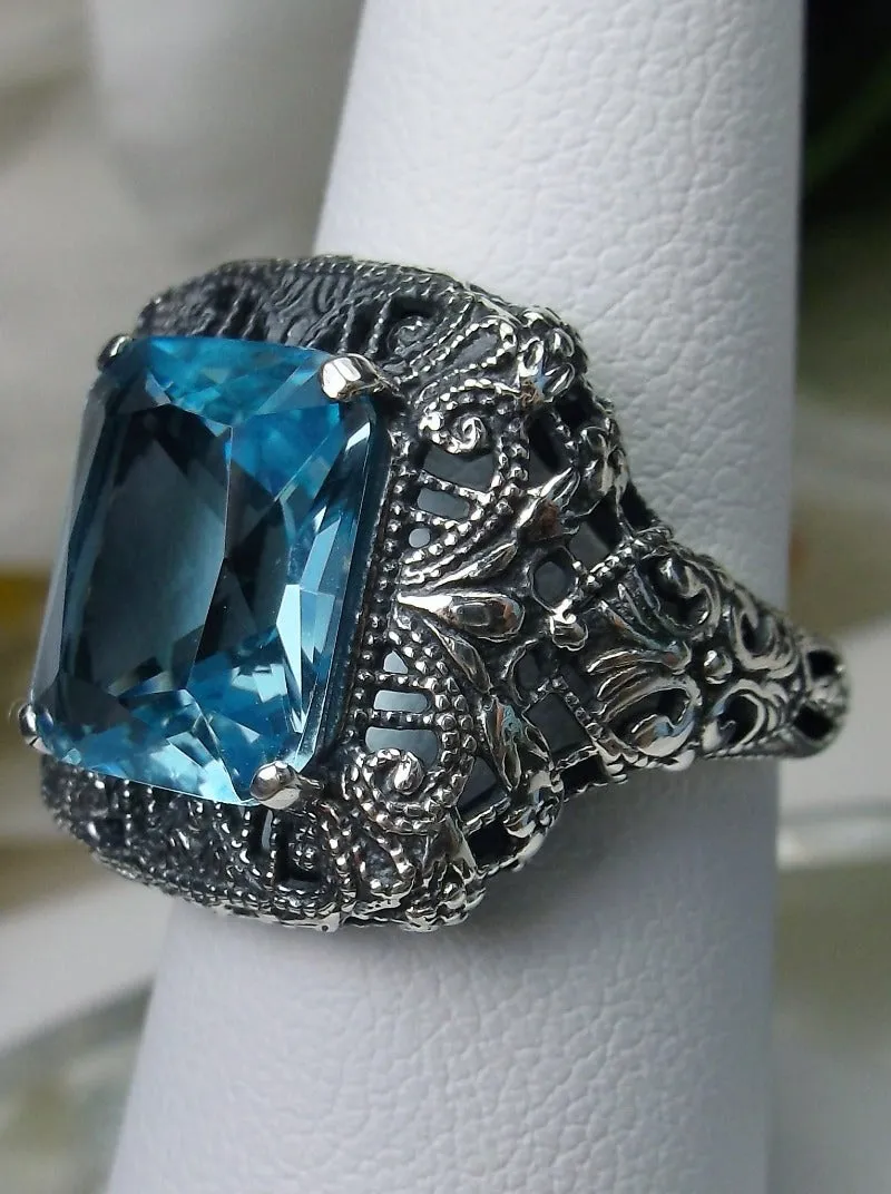 D149, Intricate Victorian Ring, 6ct Rectangle Gem, Victorian Jewelry #D149