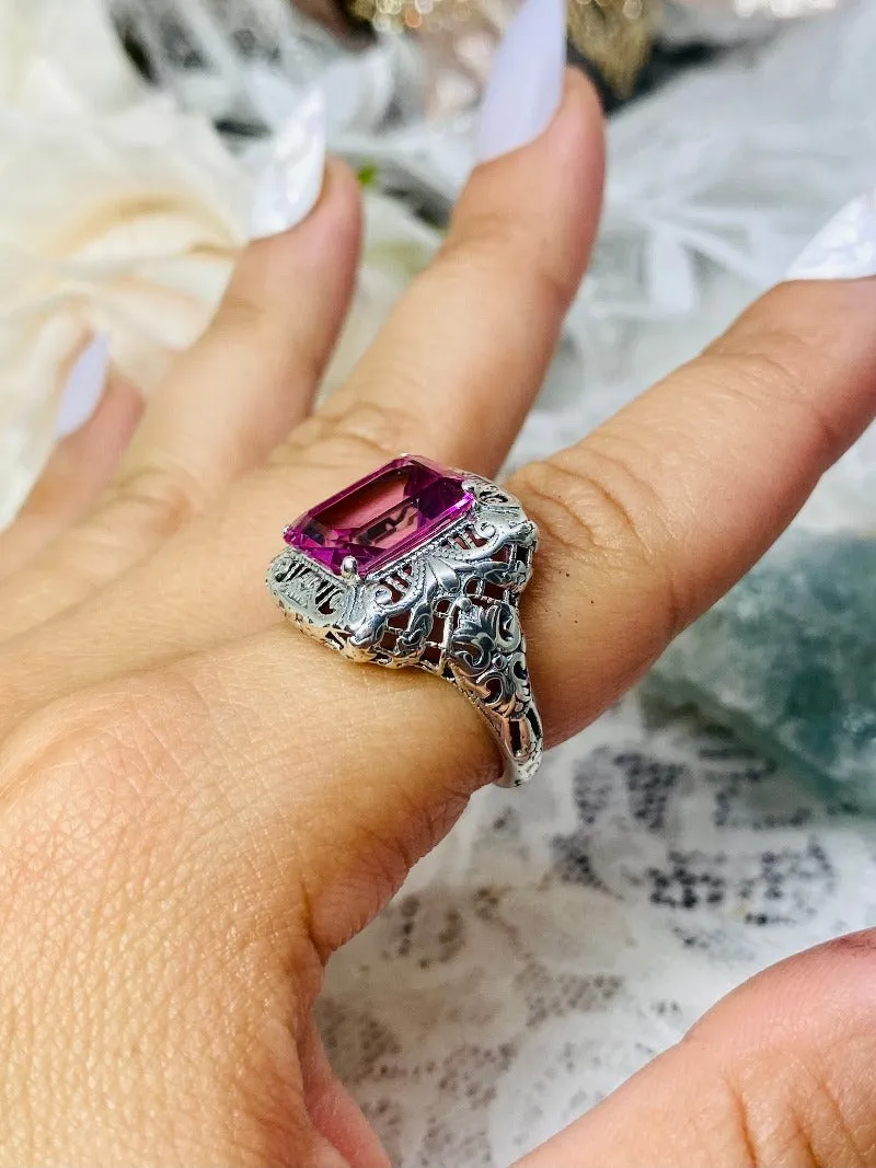 D149, Intricate Victorian Ring, 6ct Rectangle Gem, Victorian Jewelry #D149