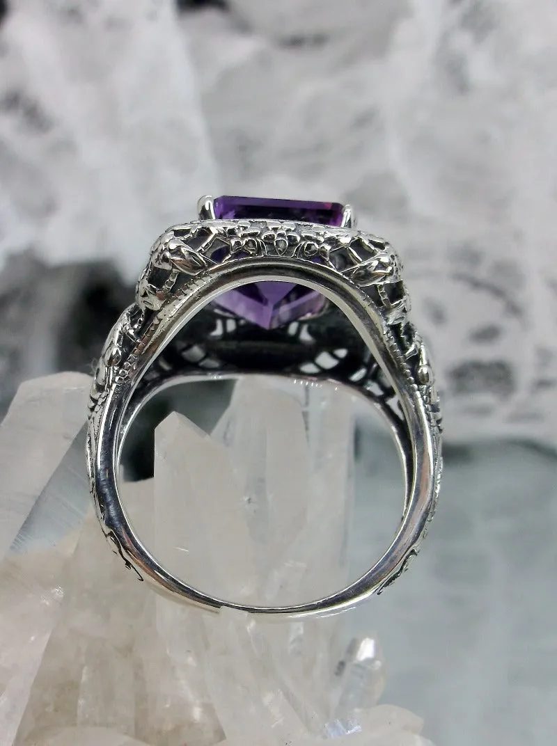 D149, Intricate Victorian Ring, 6ct Rectangle Gem, Victorian Jewelry #D149