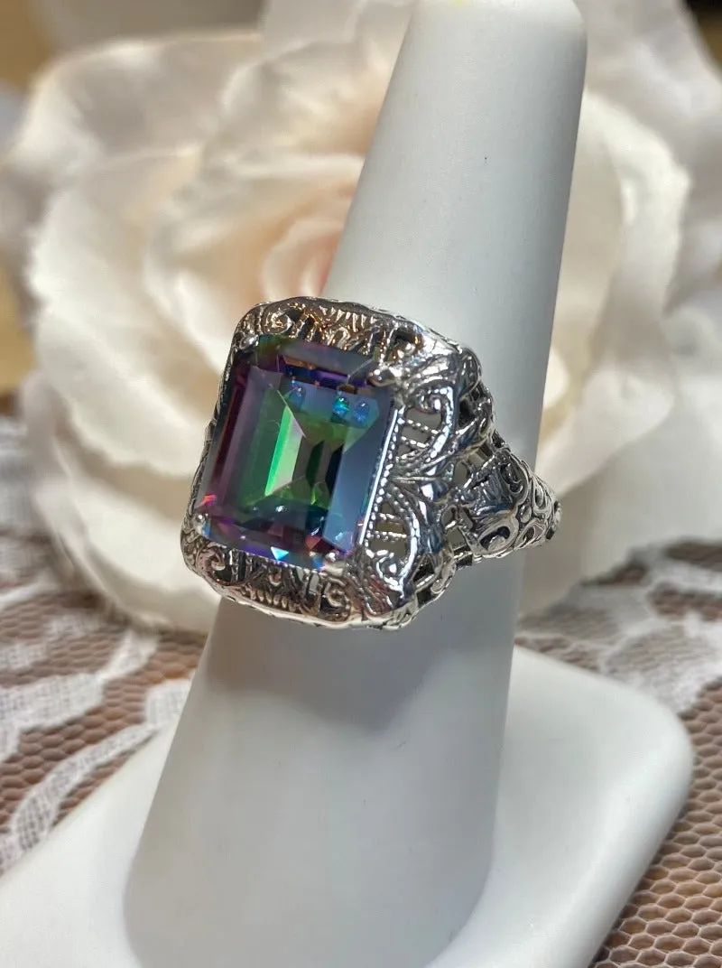 D149, Intricate Victorian Ring, 6ct Rectangle Gem, Victorian Jewelry #D149