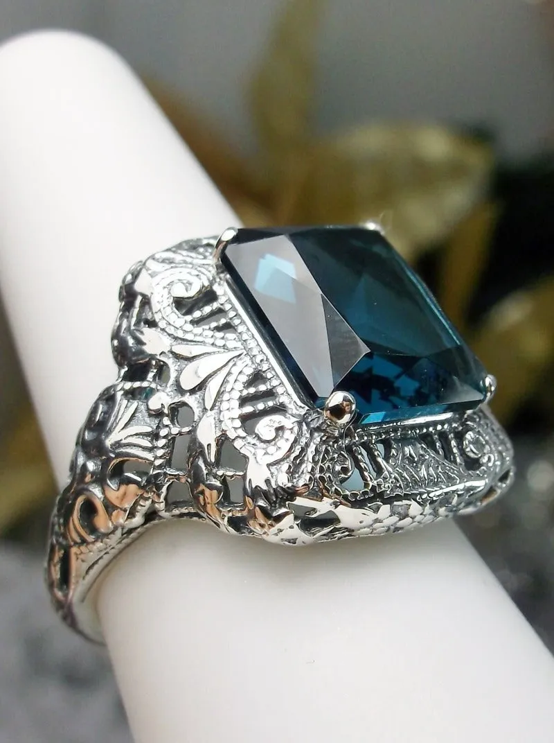 D149, Intricate Victorian Ring, 6ct Rectangle Gem, Victorian Jewelry #D149