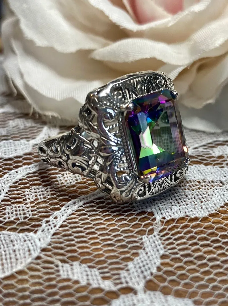 D149, Intricate Victorian Ring, 6ct Rectangle Gem, Victorian Jewelry #D149