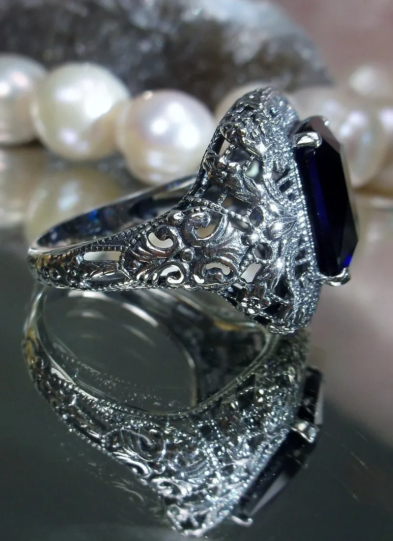 D149, Intricate Victorian Ring, 6ct Rectangle Gem, Victorian Jewelry #D149