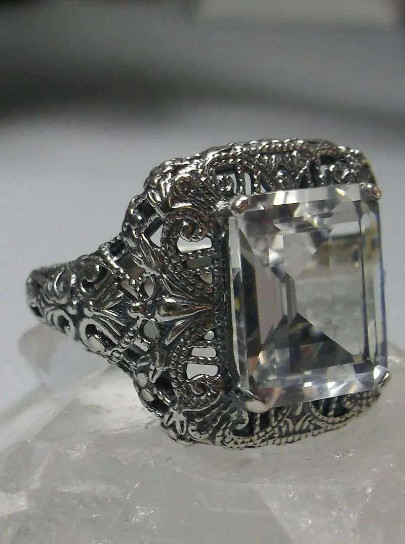 D149, Intricate Victorian Ring, 6ct Rectangle Gem, Victorian Jewelry #D149