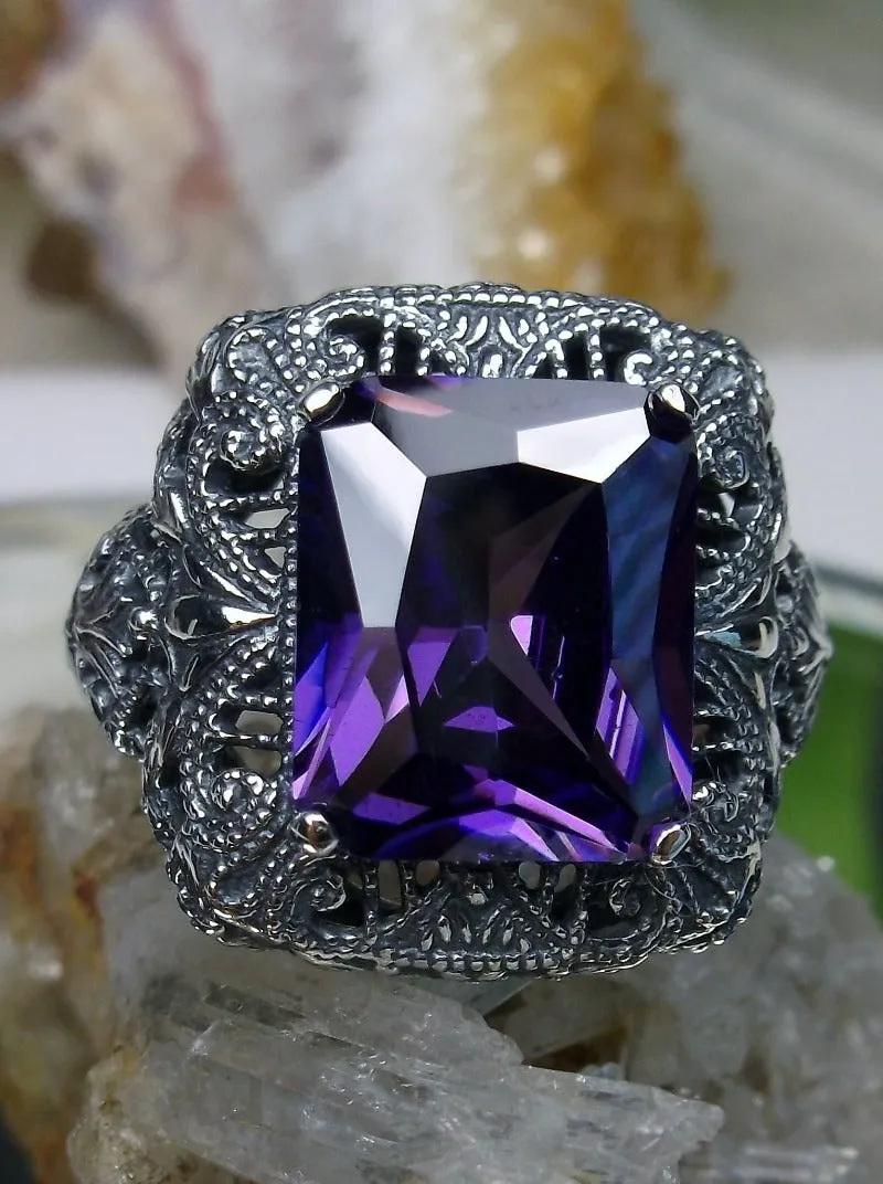 D149, Intricate Victorian Ring, 6ct Rectangle Gem, Victorian Jewelry #D149