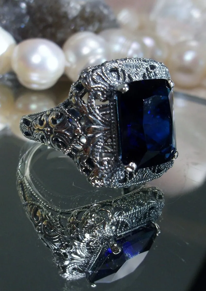 D149, Intricate Victorian Ring, 6ct Rectangle Gem, Victorian Jewelry #D149