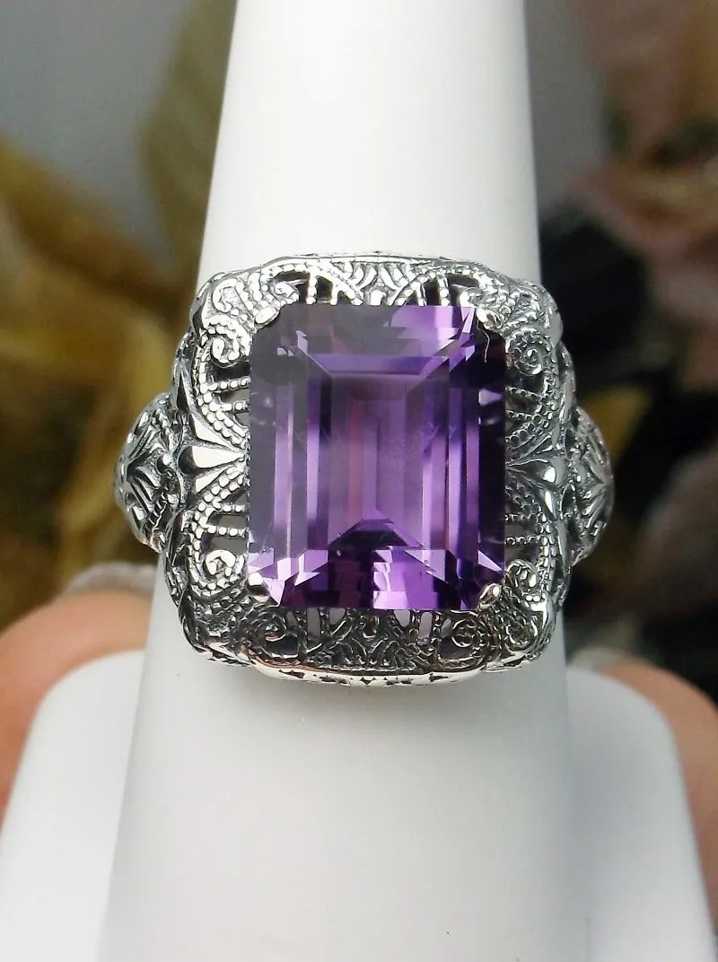 D149, Intricate Victorian Ring, 6ct Rectangle Gem, Victorian Jewelry #D149