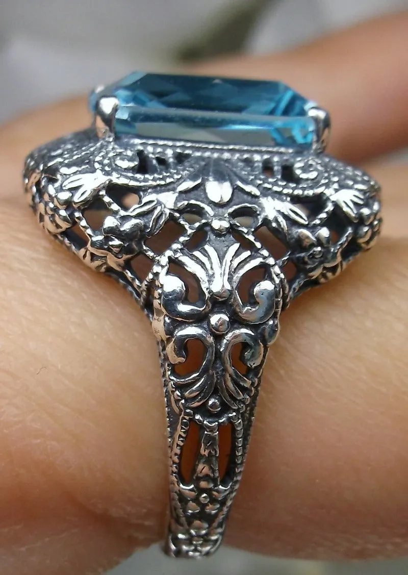 D149, Intricate Victorian Ring, 6ct Rectangle Gem, Victorian Jewelry #D149