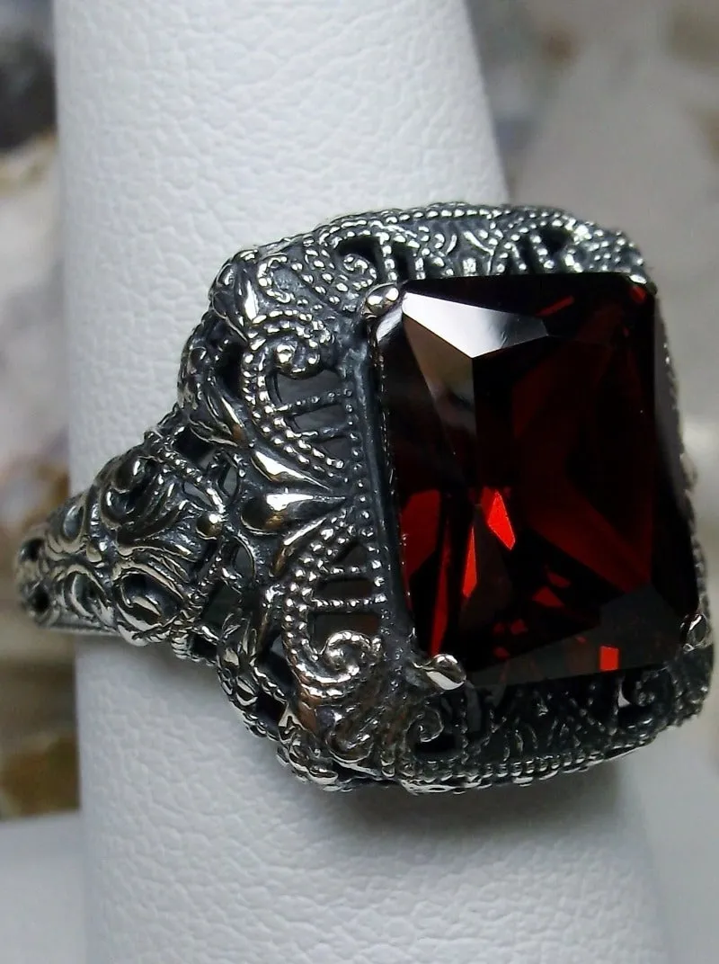 D149, Intricate Victorian Ring, 6ct Rectangle Gem, Victorian Jewelry #D149