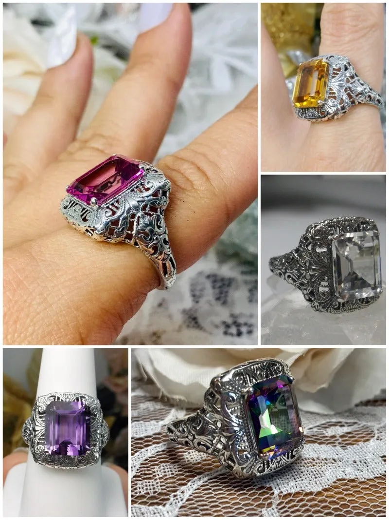 D149, Intricate Victorian Ring, Natural Gem, Victorian Jewelry #D149