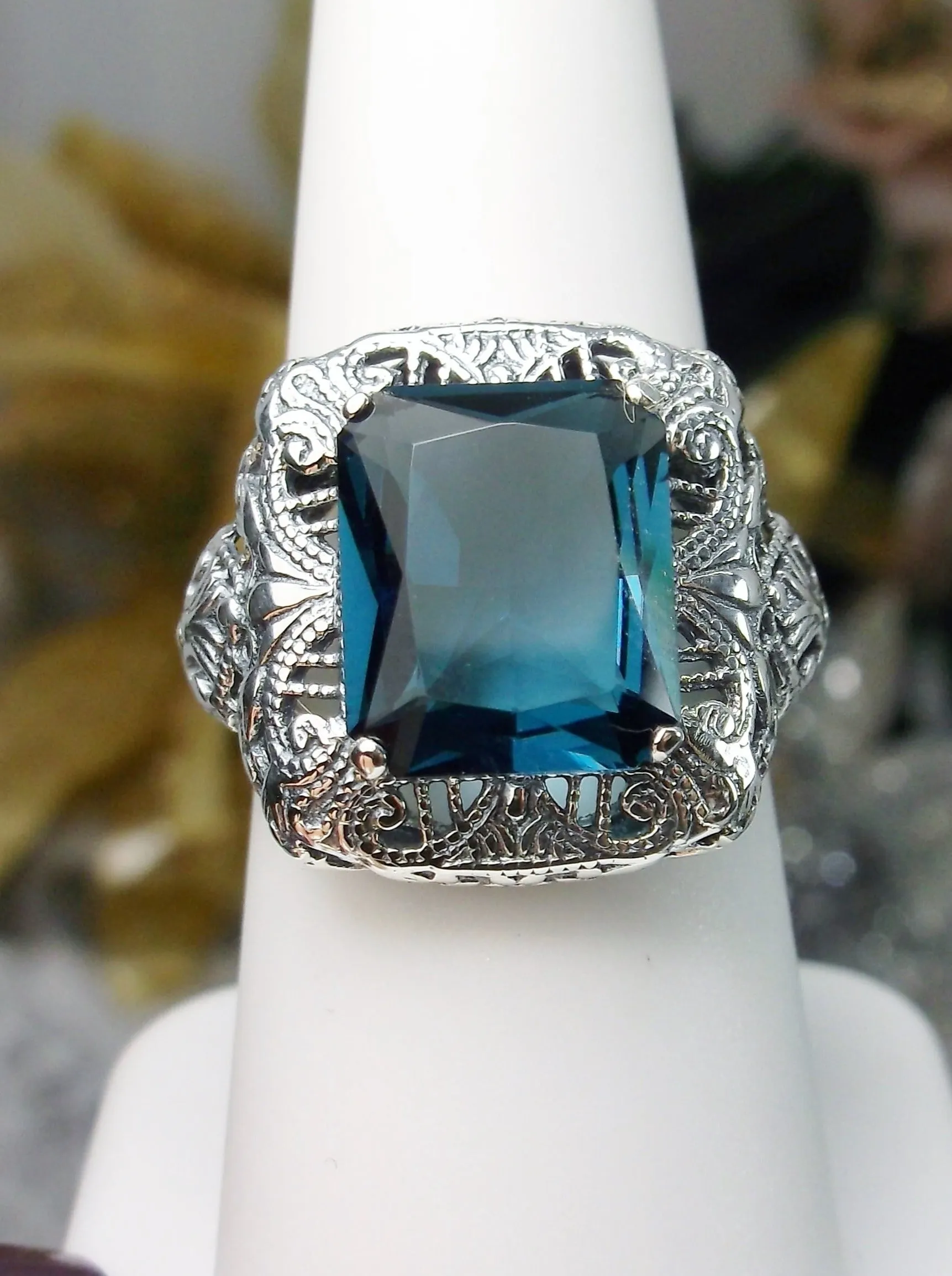 D149, Intricate Victorian Ring, Simulated Gem, Victorian Jewelry #D149