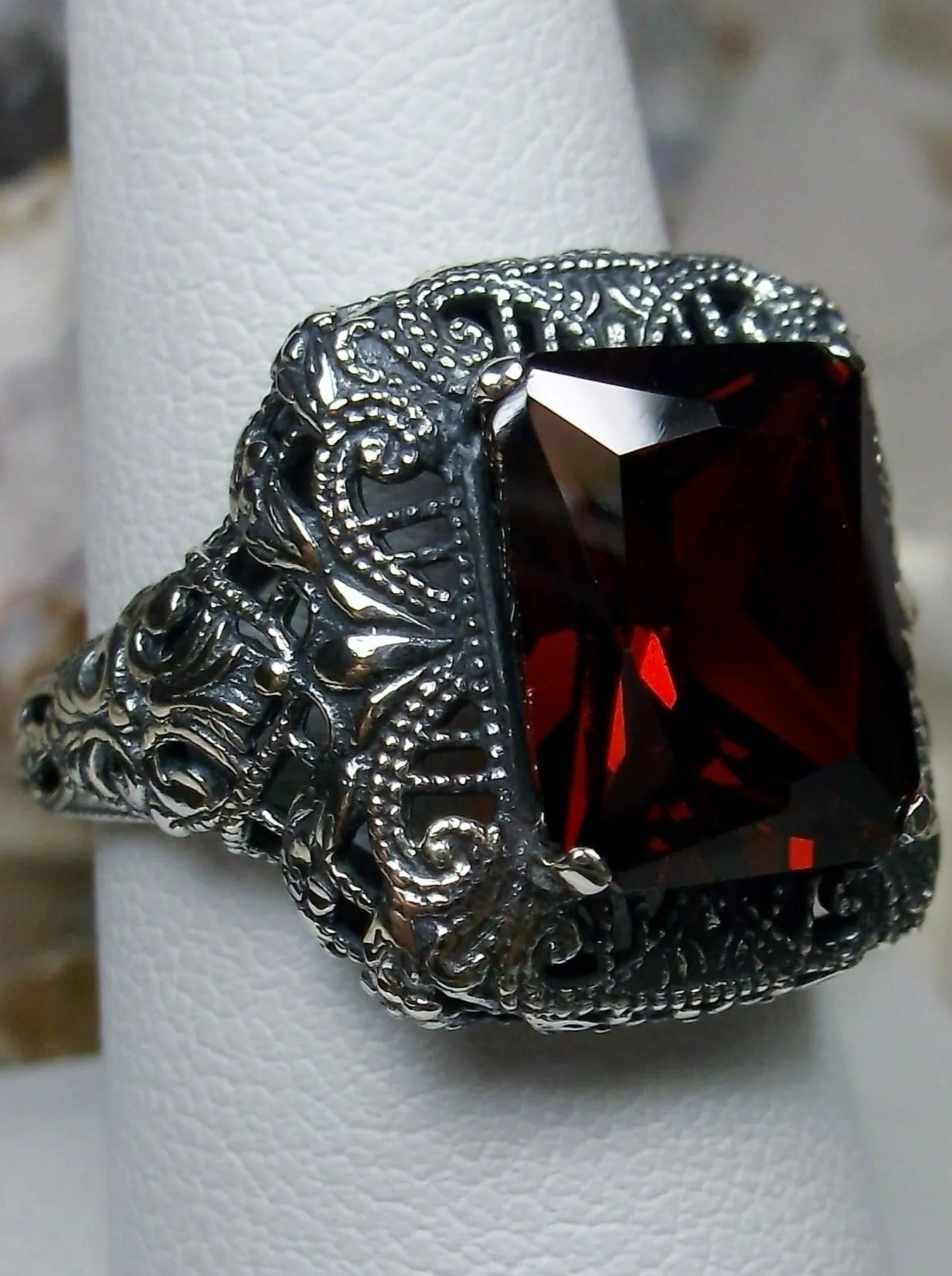 D149, Intricate Victorian Ring, Simulated Gem, Victorian Jewelry #D149