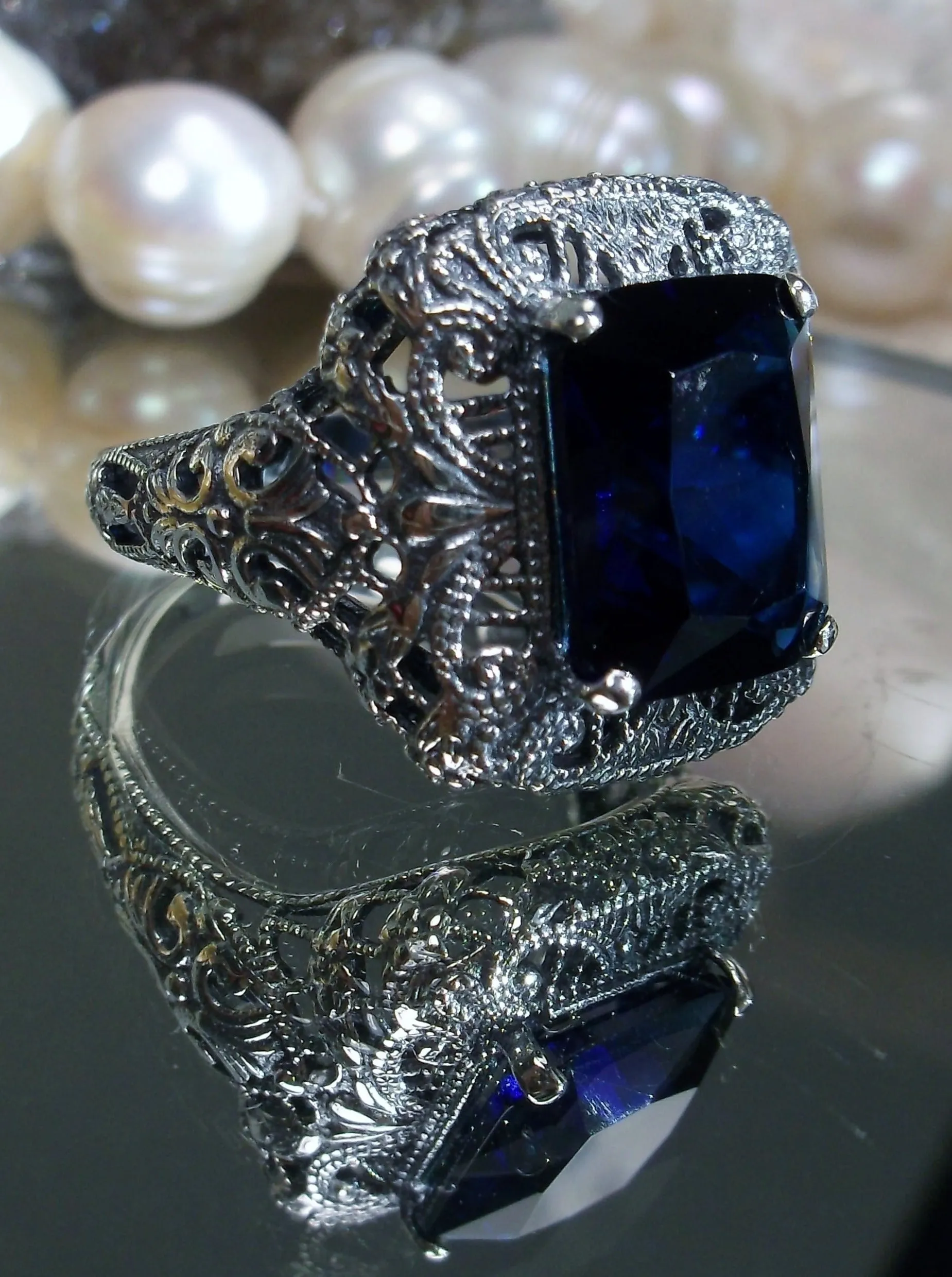 D149, Intricate Victorian Ring, Simulated Gem, Victorian Jewelry #D149