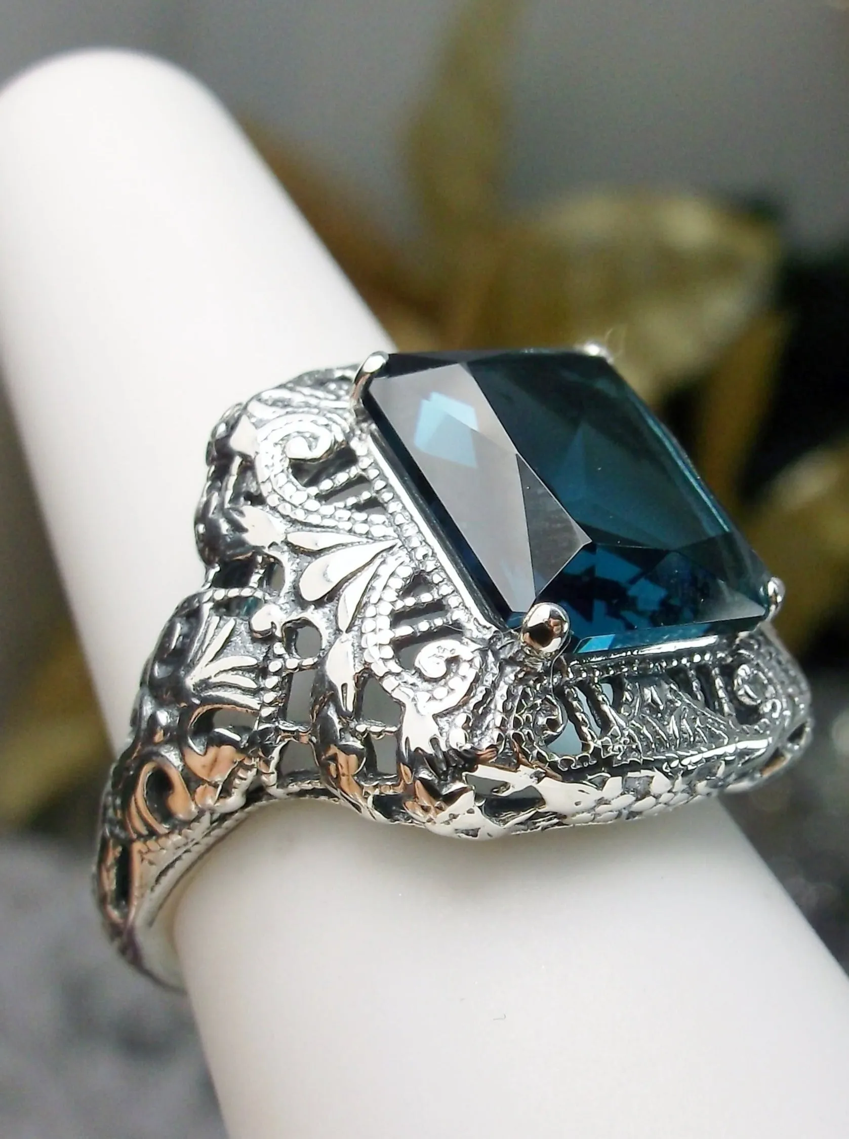 D149, Intricate Victorian Ring, Simulated Gem, Victorian Jewelry #D149