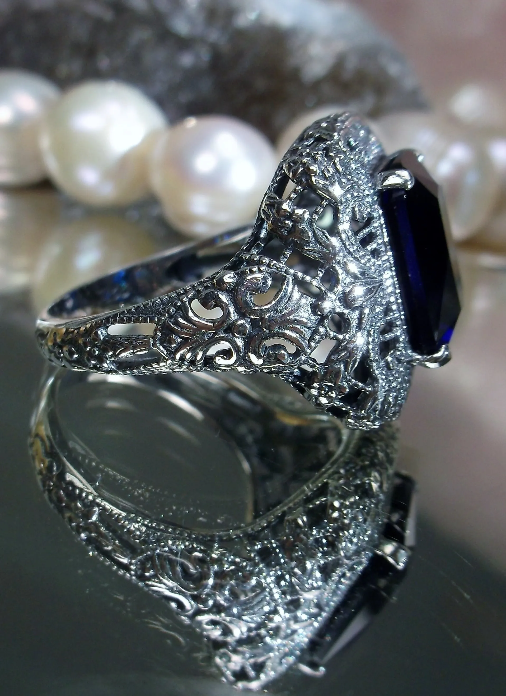 D149, Intricate Victorian Ring, Simulated Gem, Victorian Jewelry #D149