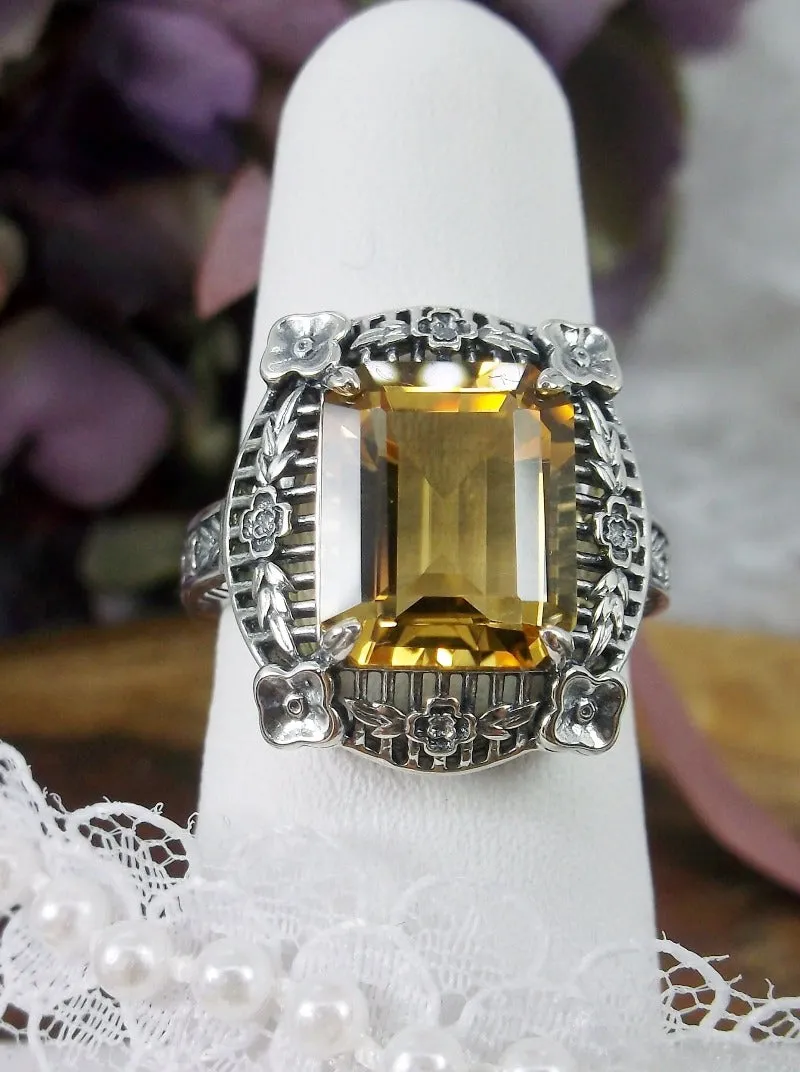 D227, Picture Frame Ring, Choice of Gemstone, Victorian Floral Filigree Jewelry #D227