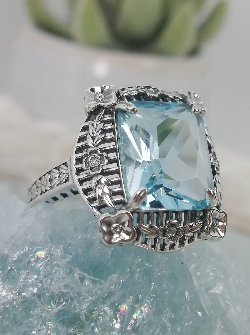 D227, Picture Frame Ring, Choice of Gemstone, Victorian Floral Filigree Jewelry #D227