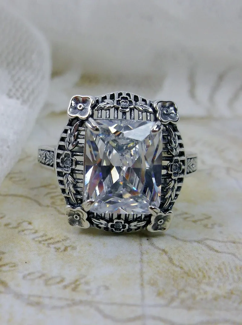 D227, Picture Frame Ring, Choice of Gemstone, Victorian Floral Filigree Jewelry #D227