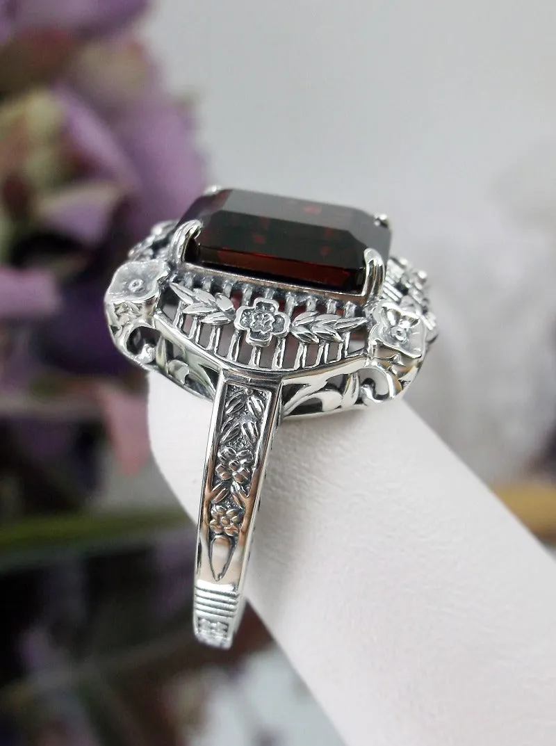 D227, Picture Frame Ring, Choice of Gemstone, Victorian Floral Filigree Jewelry #D227