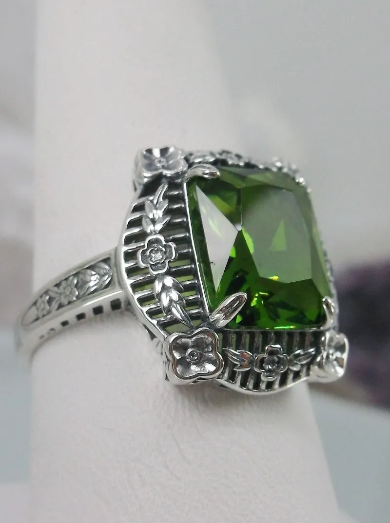 D227, Picture Frame Ring, Choice of Gemstone, Victorian Floral Filigree Jewelry #D227