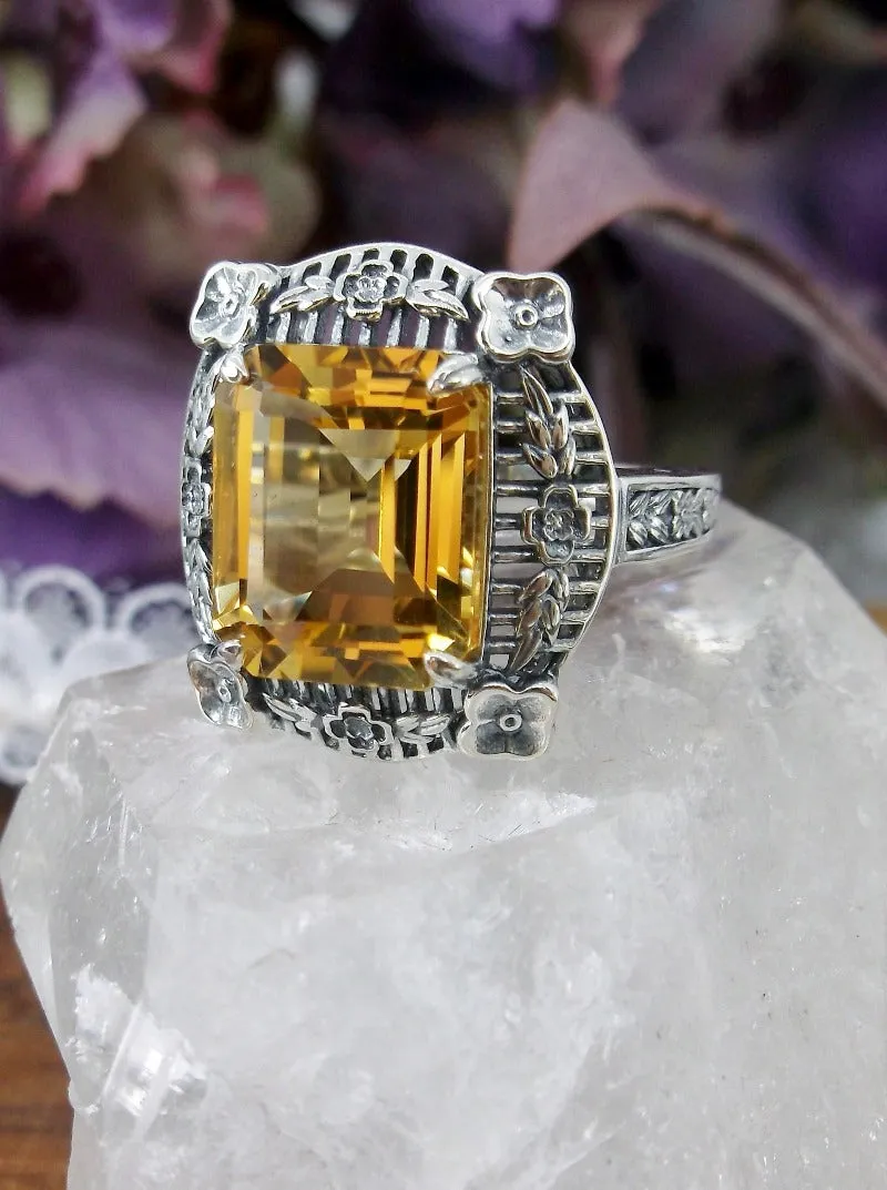 D227, Picture Frame Ring, Choice of Gemstone, Victorian Floral Filigree Jewelry #D227
