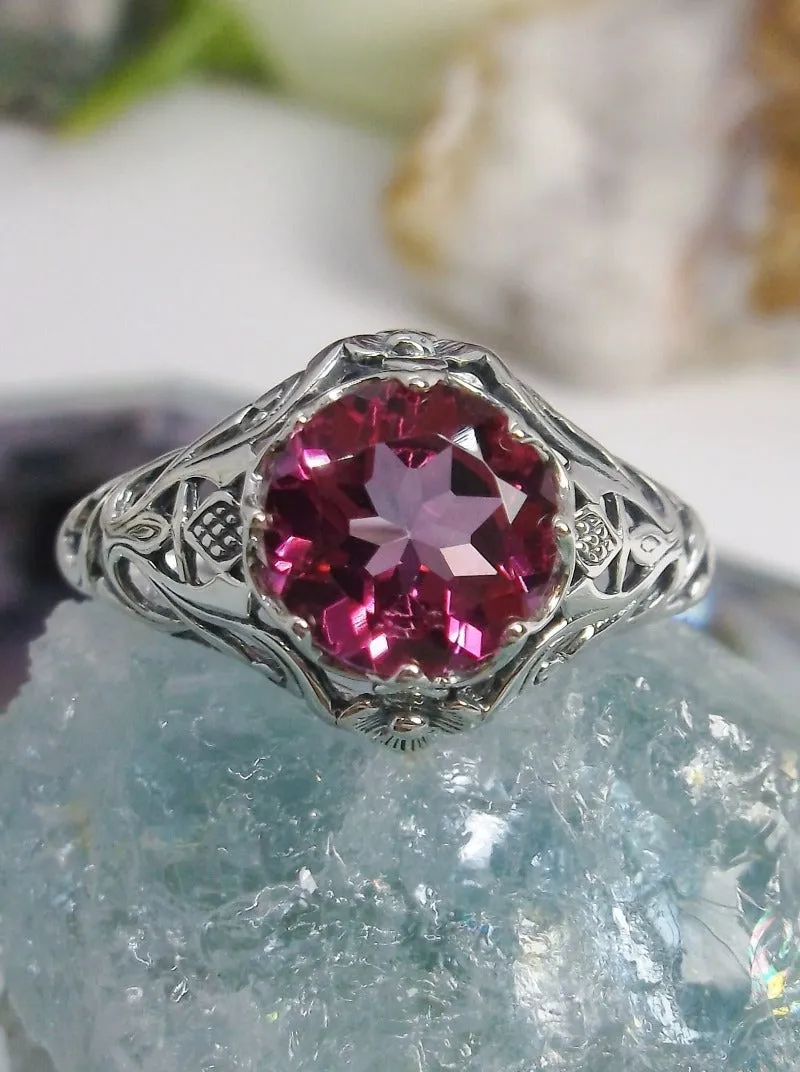 D66, Daisy Ring, Natural or Simulated Gemstone, Sterling Silver Filigree Victorian Jewelry #D66