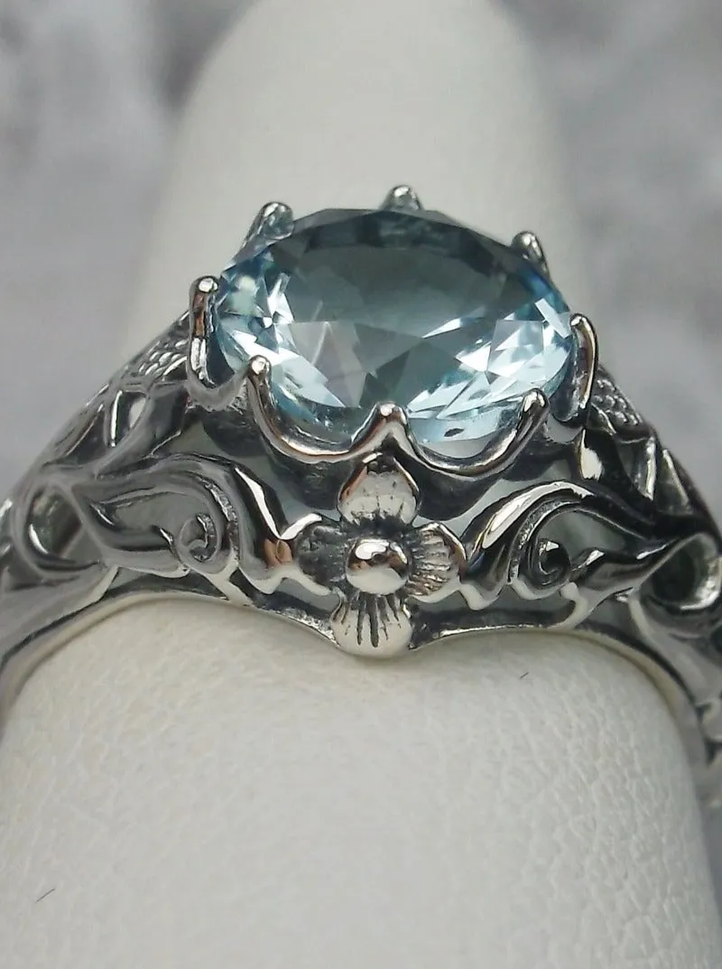 D66, Daisy Ring, Natural or Simulated Gemstone, Sterling Silver Filigree Victorian Jewelry #D66