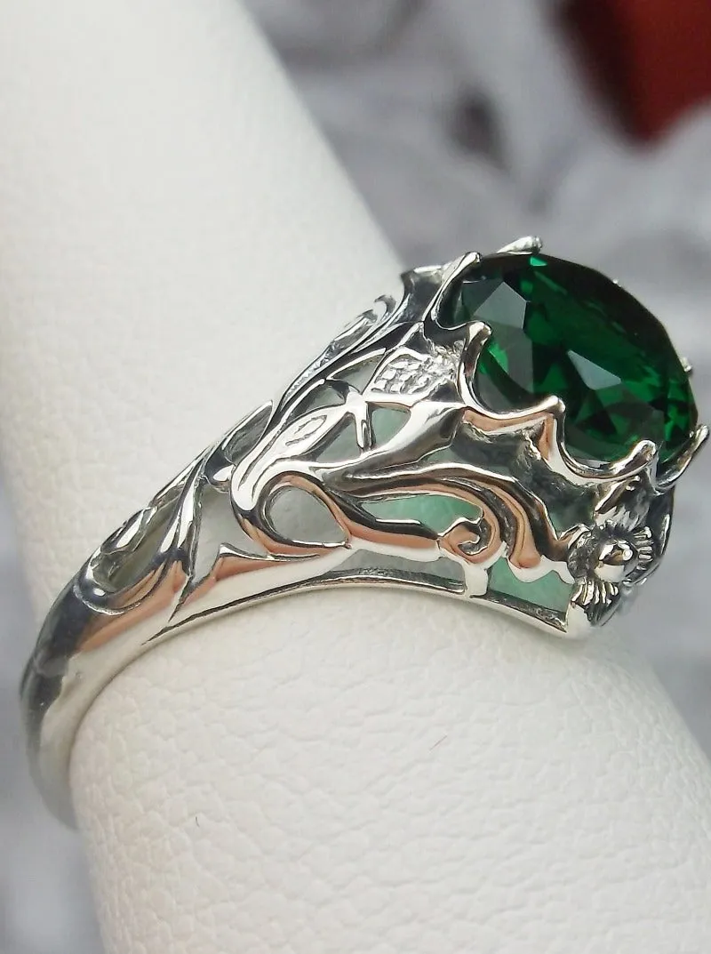 D66, Daisy Ring, Natural or Simulated Gemstone, Sterling Silver Filigree Victorian Jewelry #D66