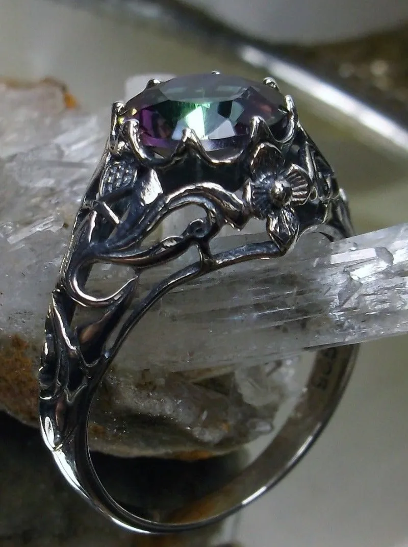 D66, Daisy Ring, Natural or Simulated Gemstone, Sterling Silver Filigree Victorian Jewelry #D66