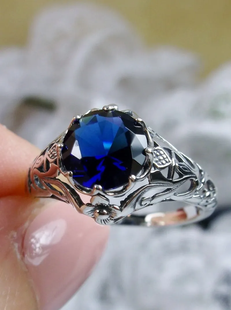 D66, Daisy Ring, Natural or Simulated Gemstone, Sterling Silver Filigree Victorian Jewelry #D66