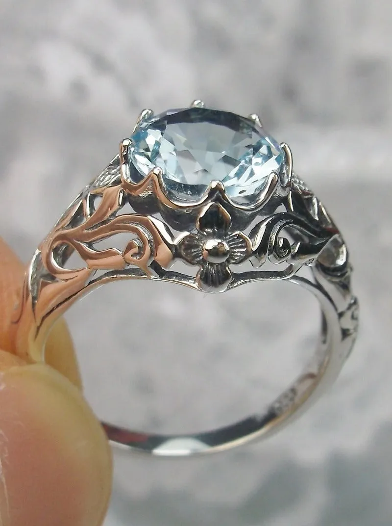 D66, Daisy Ring, Natural or Simulated Gemstone, Sterling Silver Filigree Victorian Jewelry #D66
