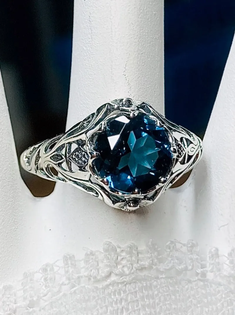 D66, Daisy Ring, Natural or Simulated Gemstone, Sterling Silver Filigree Victorian Jewelry #D66