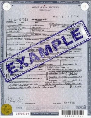 Death Certificate Grady Stiles "Lobster boy"