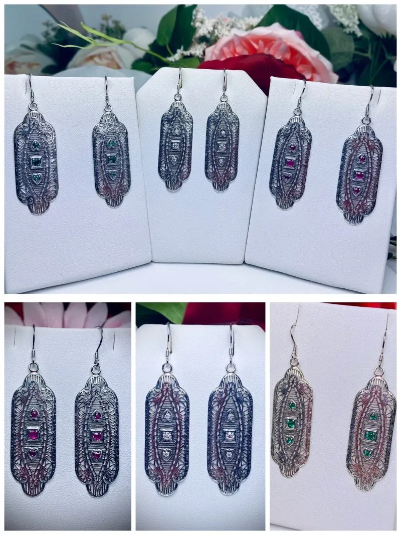 E359, Angel Wing Earrings, Simulated or Natural Gemstones, Vintage Revival Jewelry #E359