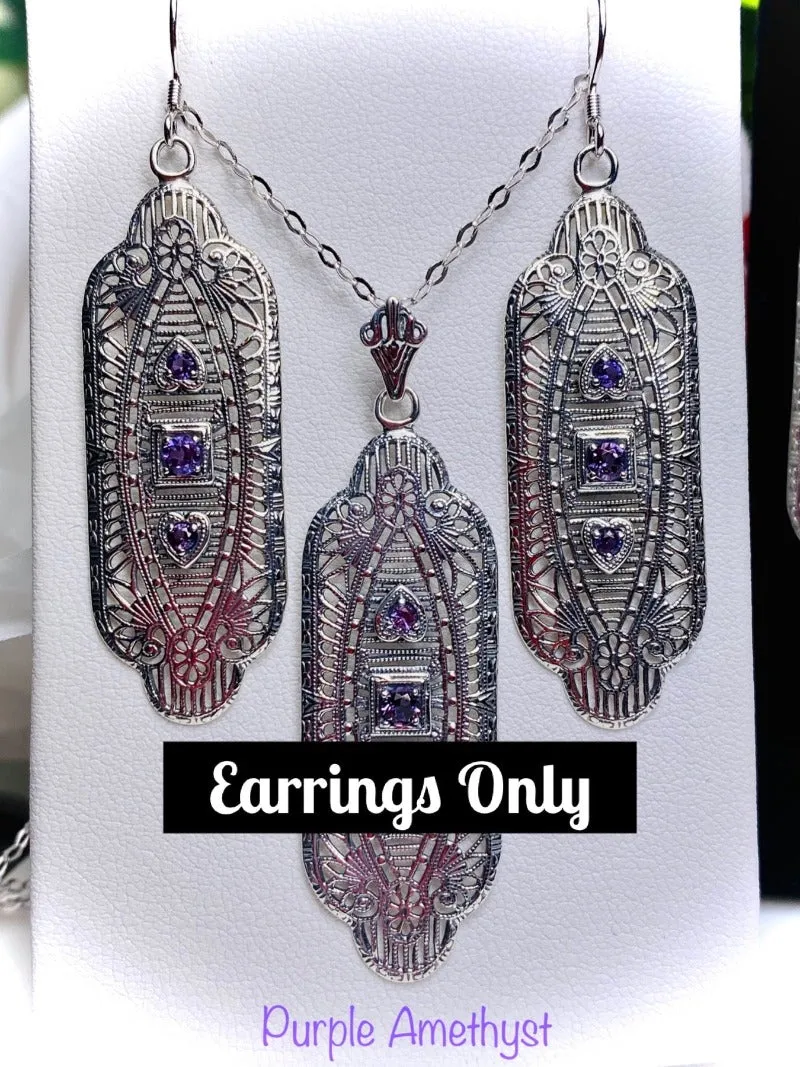 E359, Angel Wing Earrings, Simulated or Natural Gemstones, Vintage Revival Jewelry #E359