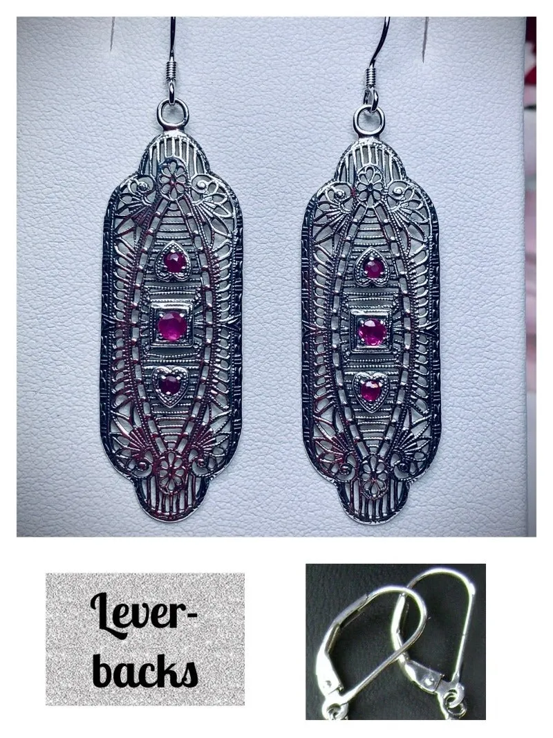 E359, Angel Wing Earrings, Simulated or Natural Gemstones, Vintage Revival Jewelry #E359