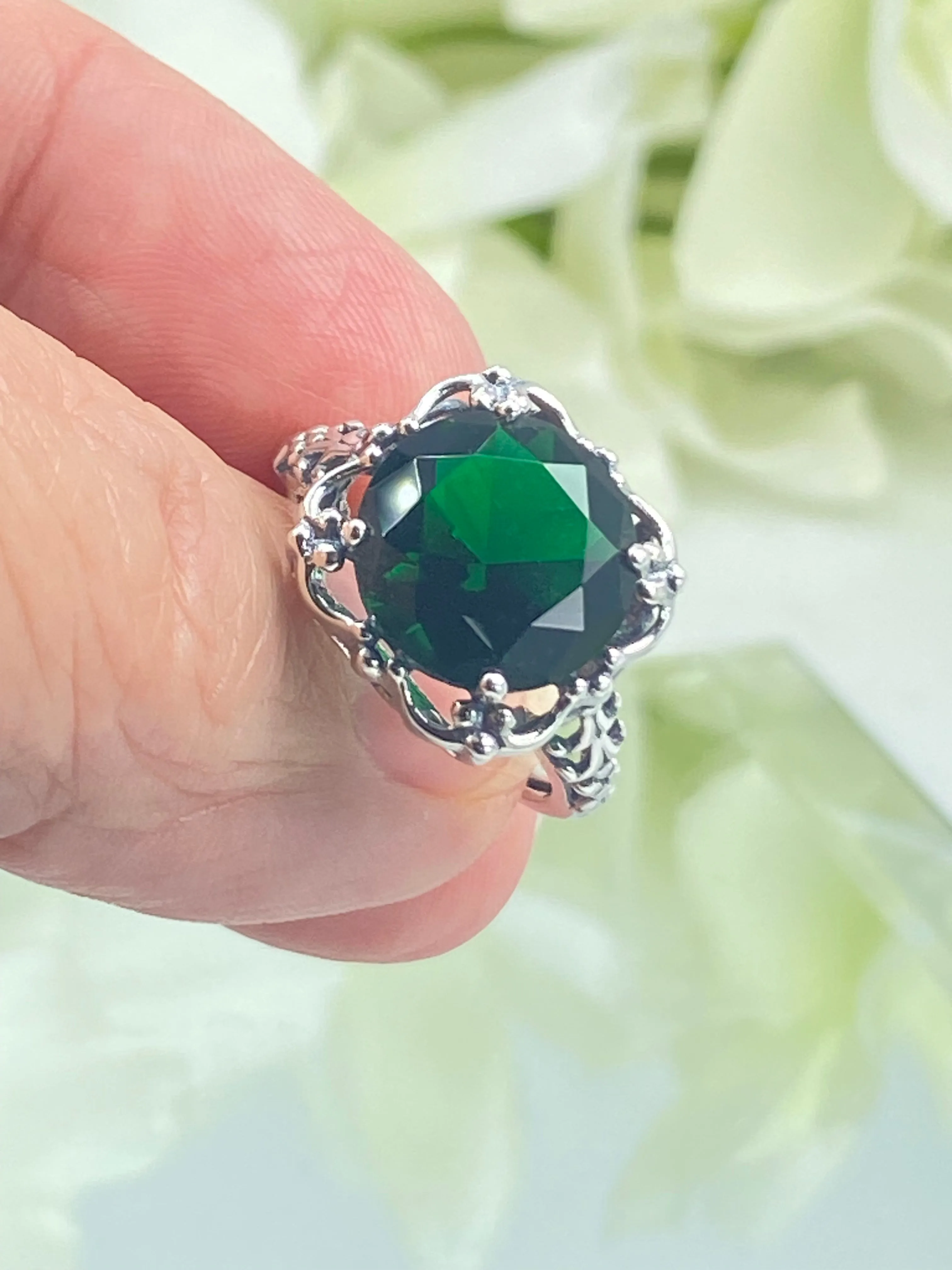 Emerald Ring, Size 7, Victorian Jewelry #D103 - Ready to Ship