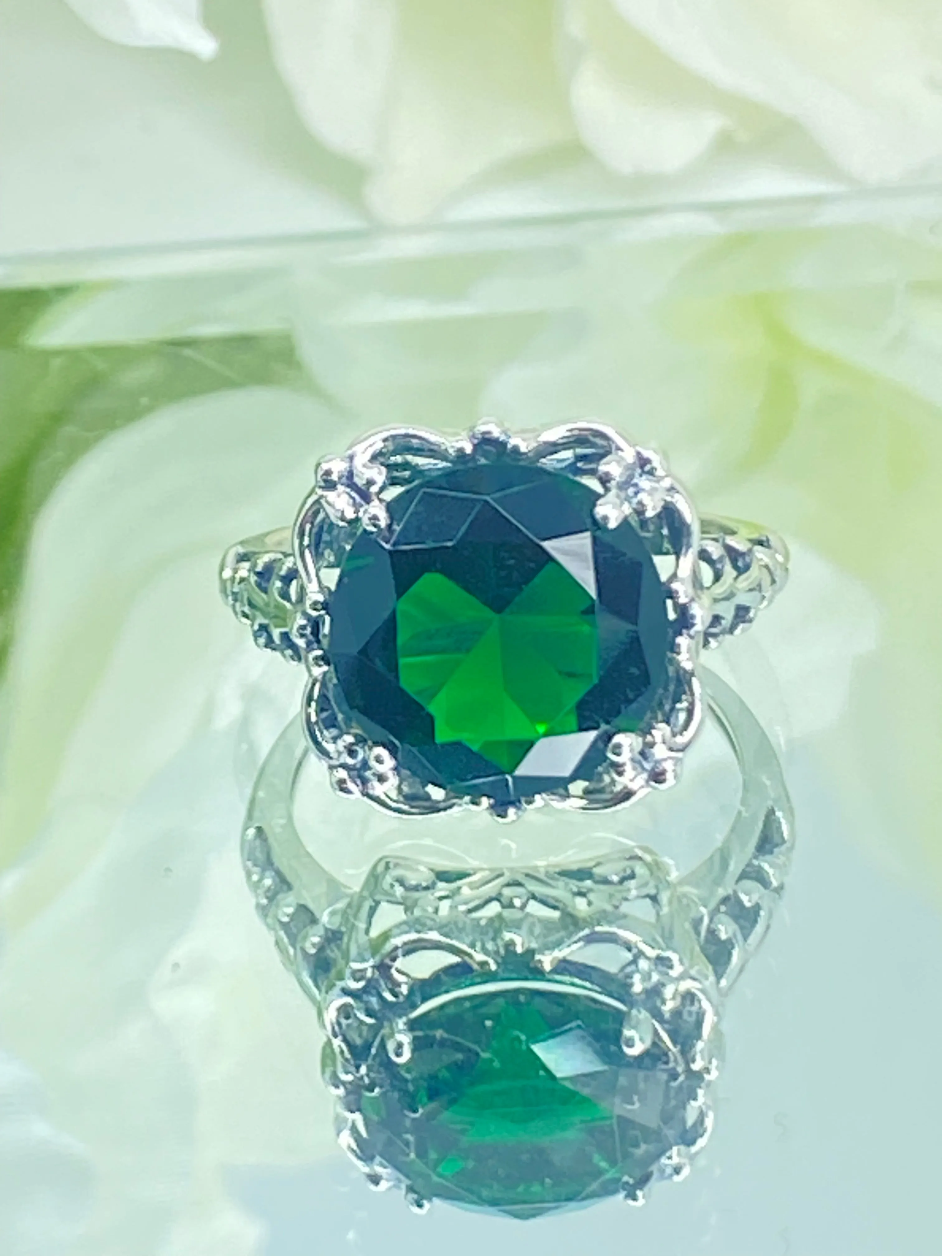 Emerald Ring, Size 7, Victorian Jewelry #D103 - Ready to Ship