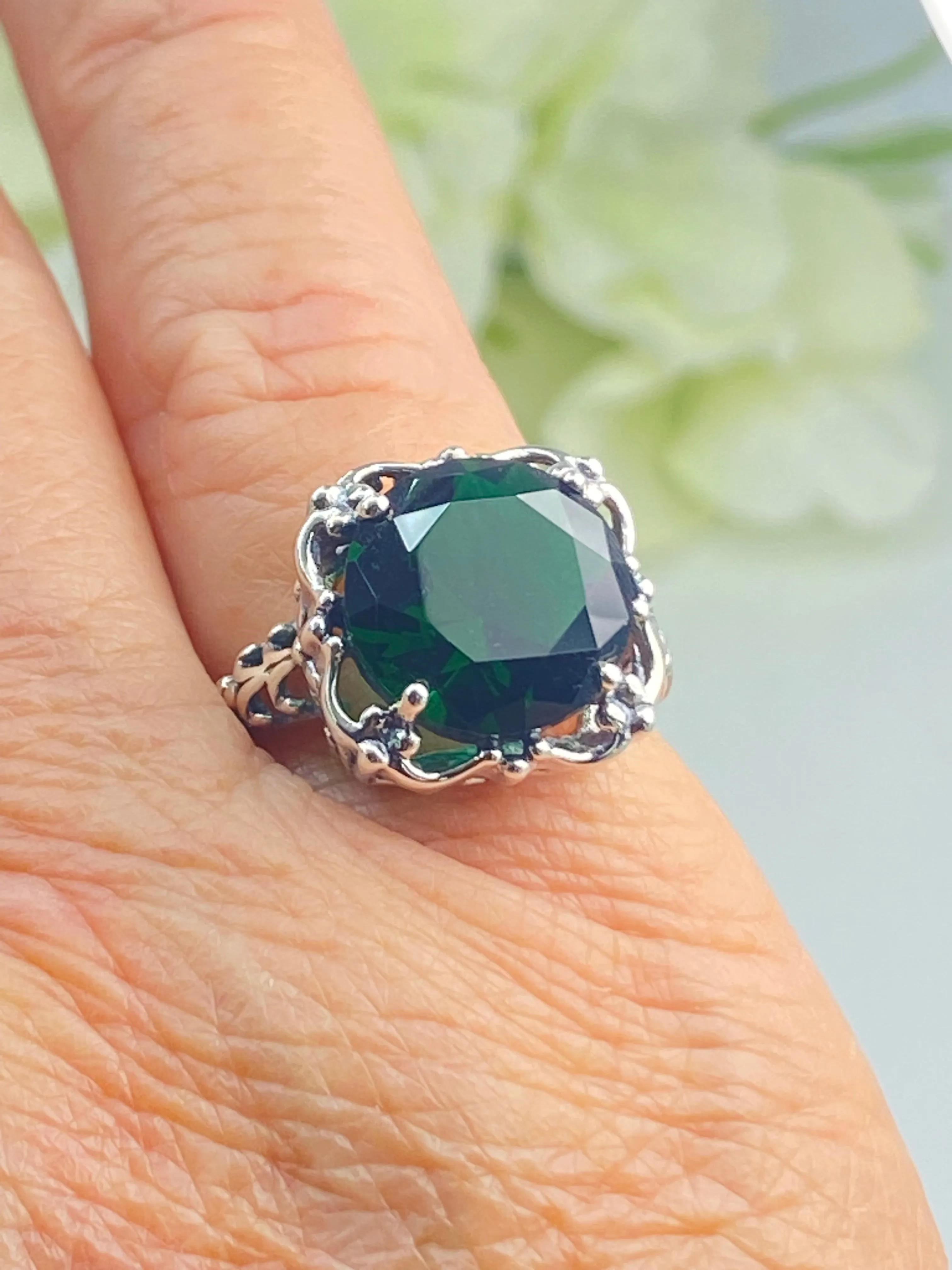 Emerald Ring, Size 7, Victorian Jewelry #D103 - Ready to Ship