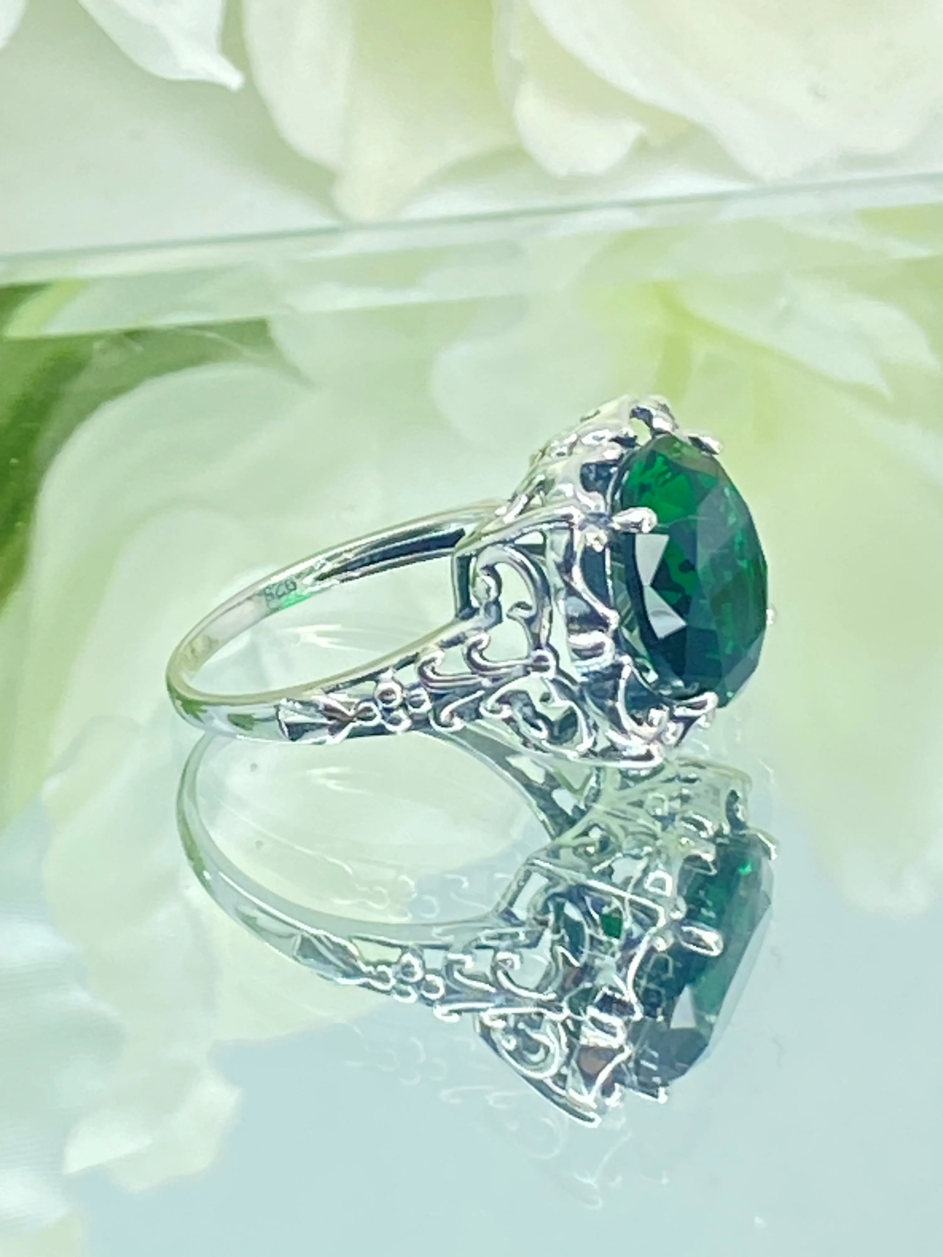 Emerald Ring, Size 7, Victorian Jewelry #D103 - Ready to Ship