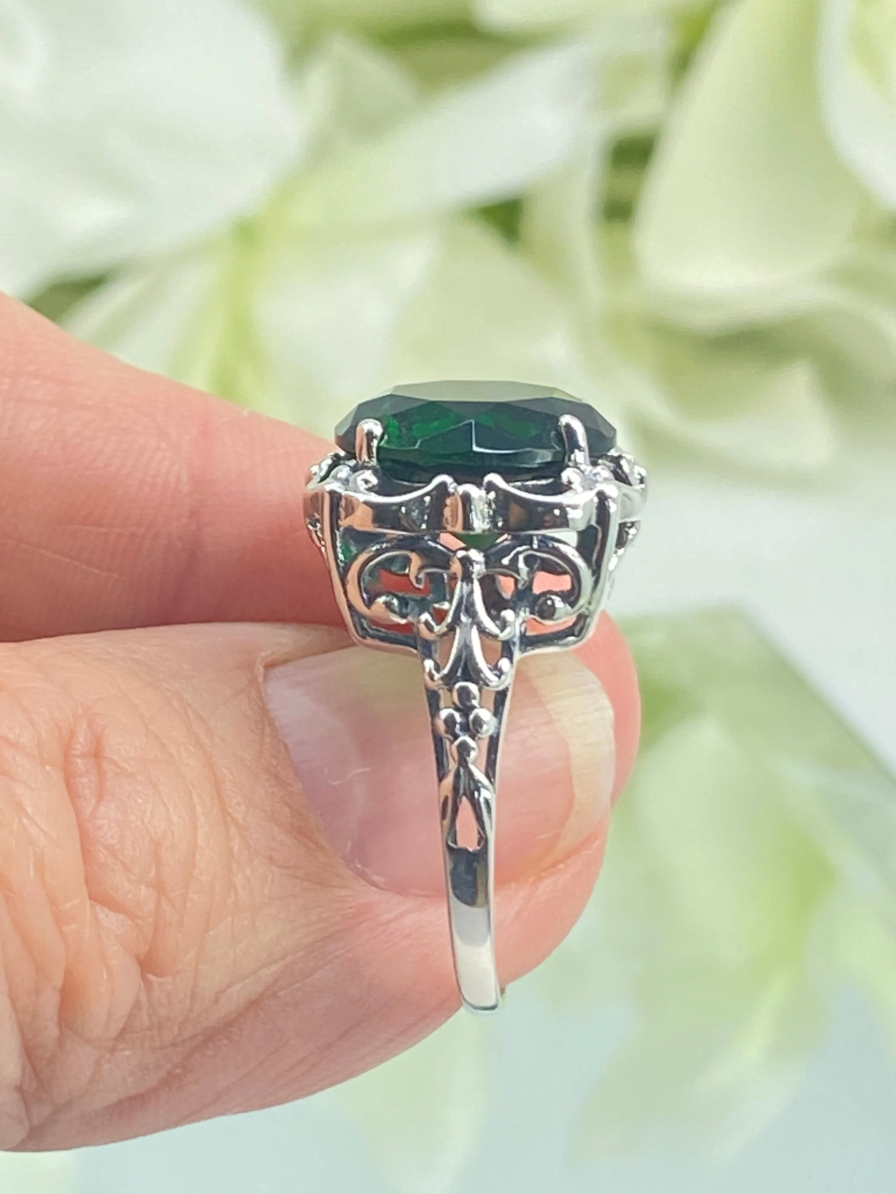 Emerald Ring, Size 7, Victorian Jewelry #D103 - Ready to Ship