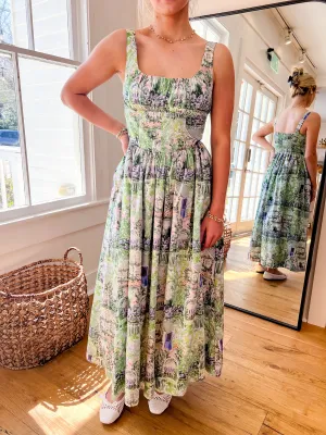 Enchanted Garden Print Midi Dress