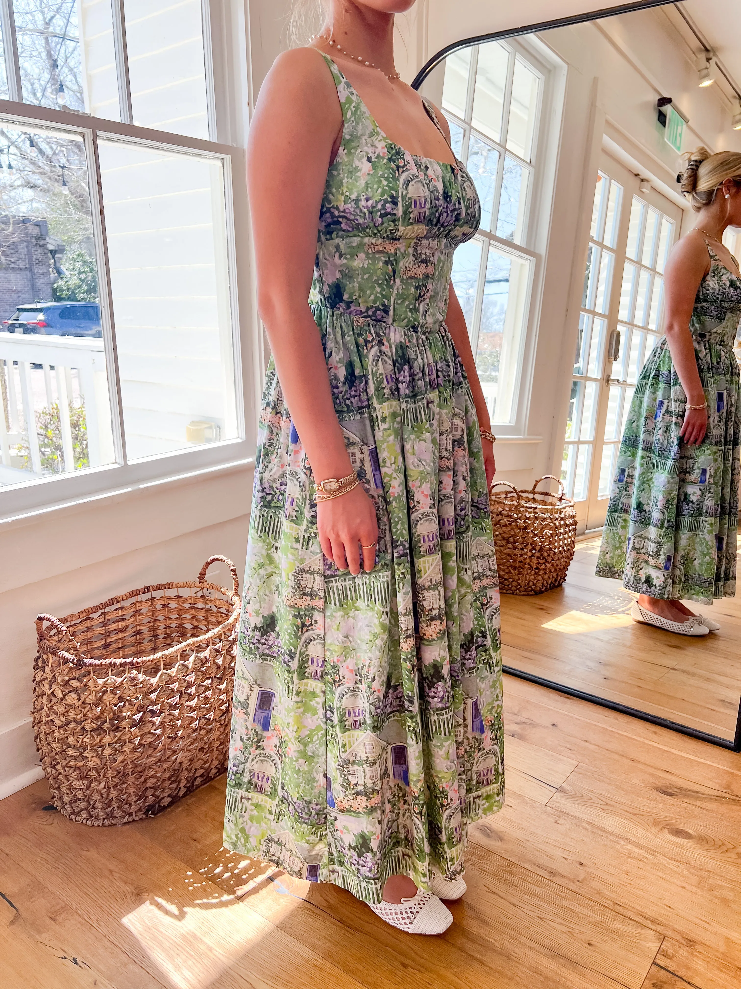 Enchanted Garden Print Midi Dress