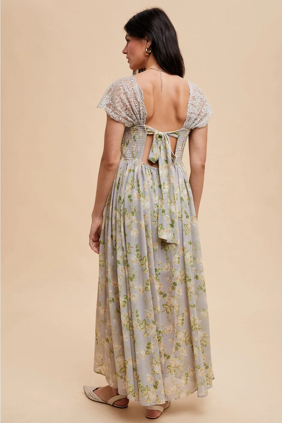 Enchanted Lace and Chiffon Maxi Dress